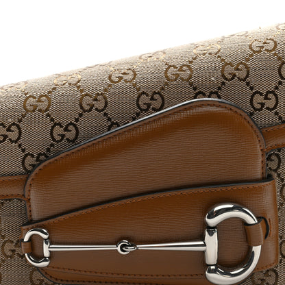 Gucci Monogram Small Horsebit 1955 Asymmetric Shoulder Bag Beige Brown Sugar 8 of 10