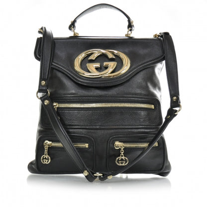 Gucci Leather Britt Messenger Bag Black 1 of 10