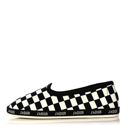 Christian Dior Canvas Checkered Print J'Adior Slip On Flats 35 Black White 1 of 8