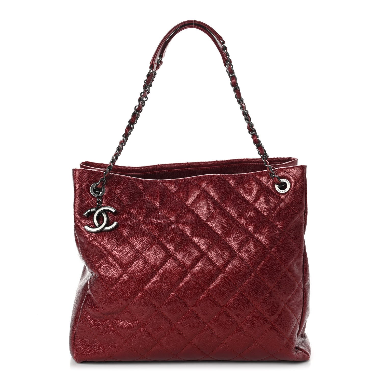 Chanel Iridescent Caviar Quilted Tall Chic Shopping Tote Red 1 of 8