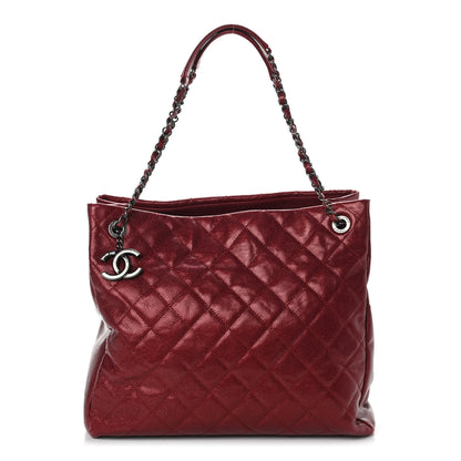 Chanel Iridescent Caviar Quilted Tall Chic Shopping Tote Red 1 of 8