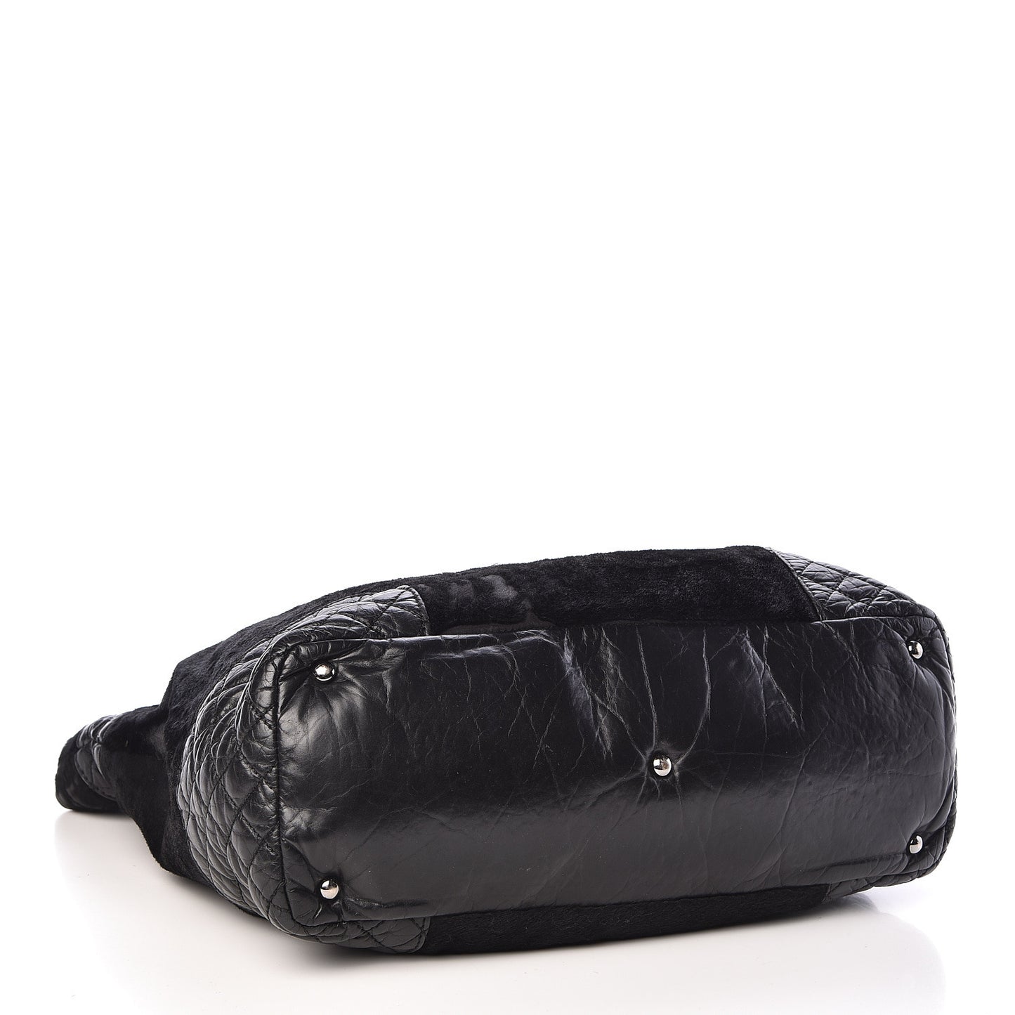 Pony Hair Quilted Drawstring Tote Black