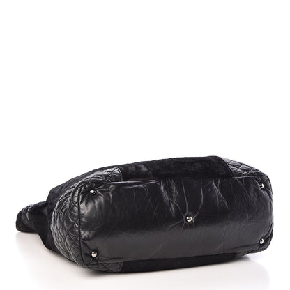 Chanel Pony Hair Quilted Drawstring Tote Black 4 of 10