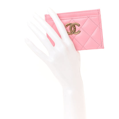 Chanel Caviar Quilted Multi Chain CC Card Holder Pink 2 of 9