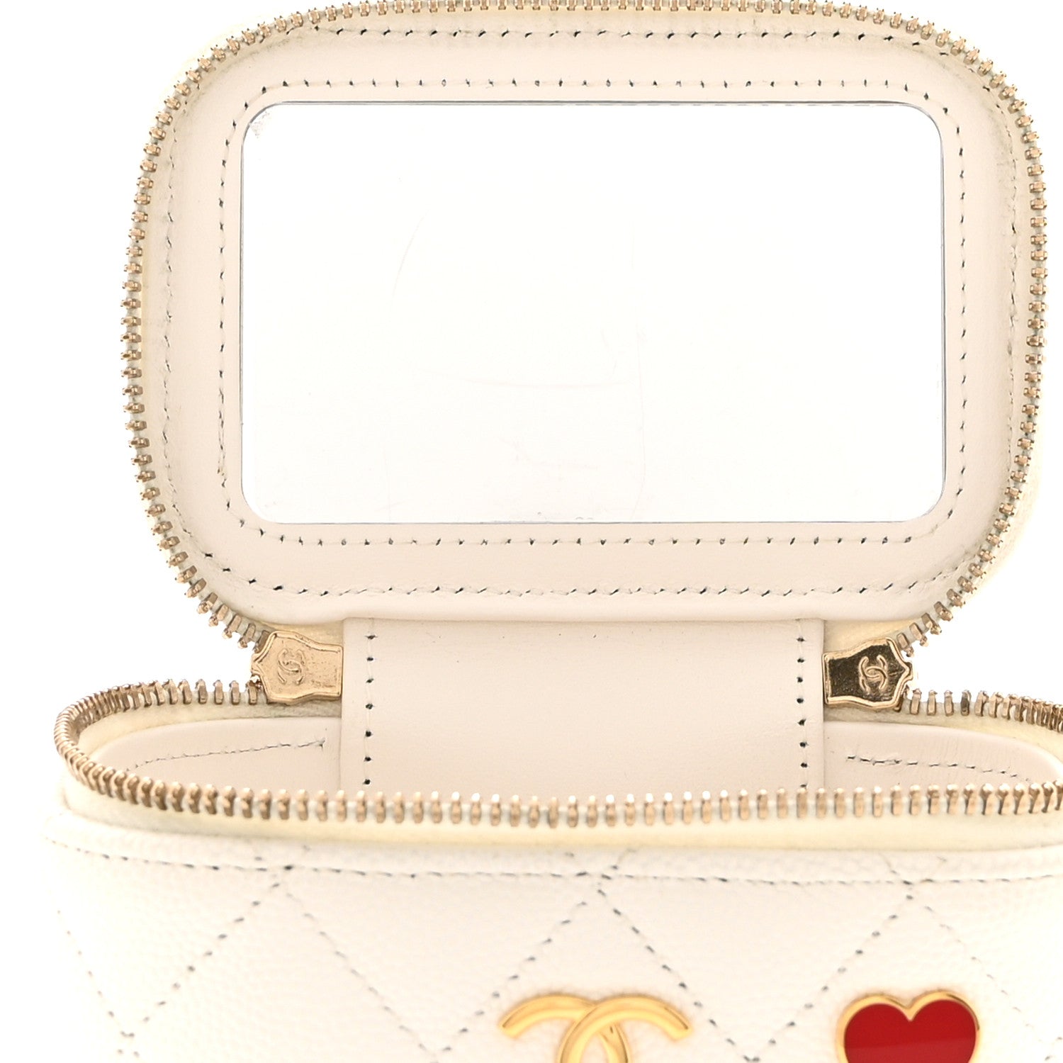 Chanel Caviar Quilted Enamel Coco Casino Mini Vanity Case With Chain White 6 of 11