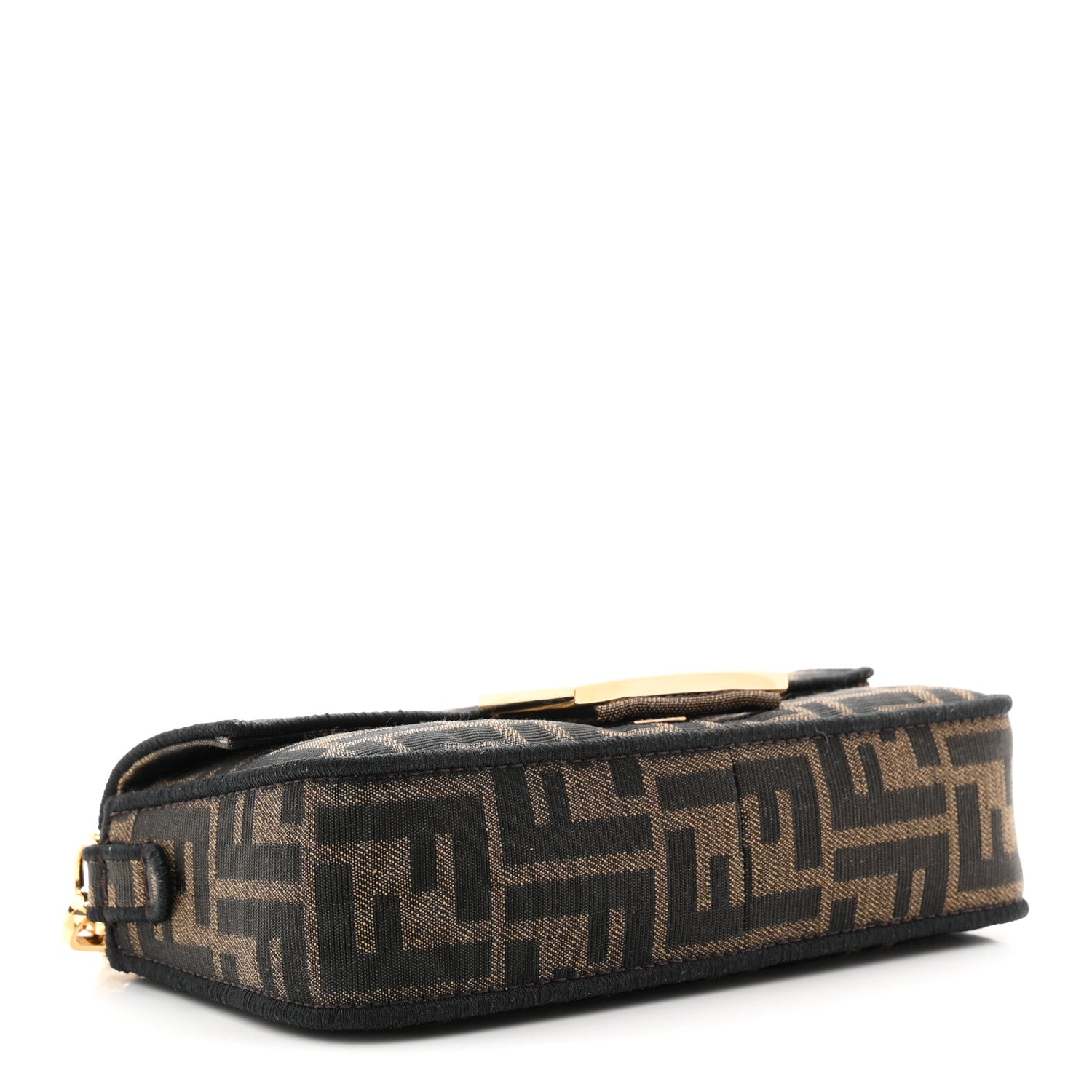 Fendi Fabric Jacquard FF 1974 Mini Baguette Tobacco Moro Black 4 of 11