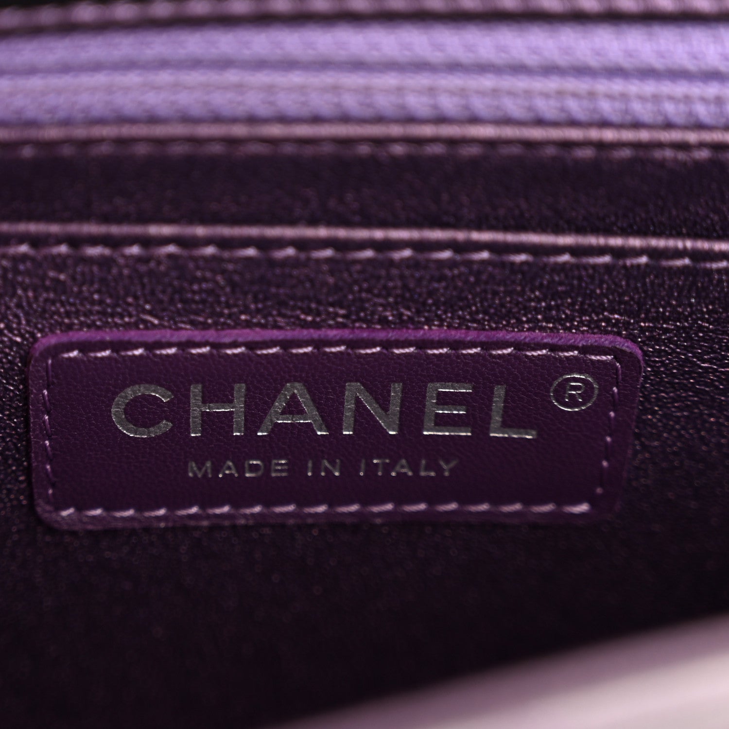 Chanel Iridescent Lambskin Quilted Mini Square Flap Dark Purple 6 of 11