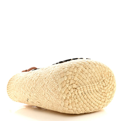 Loewe Calfskin Raffia Paulas Ibiza Mini Anagram Basket Tote Bag Natural Tan 4 of 10