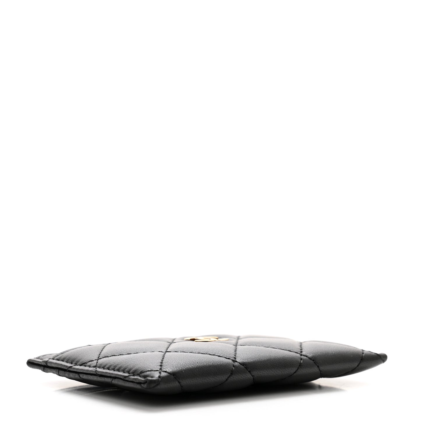 Lambskin Quilted Card Holder Black