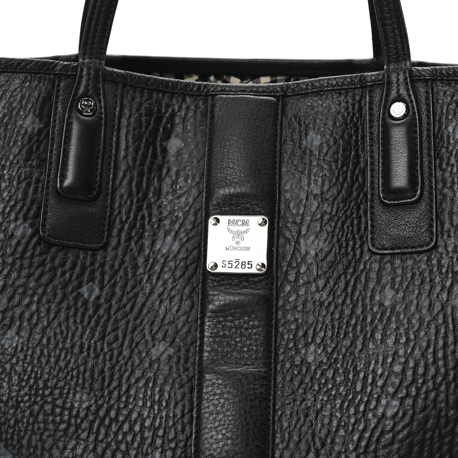MCM Visetos Medium Liz Reversible Shopper Tote Black 8 of 17