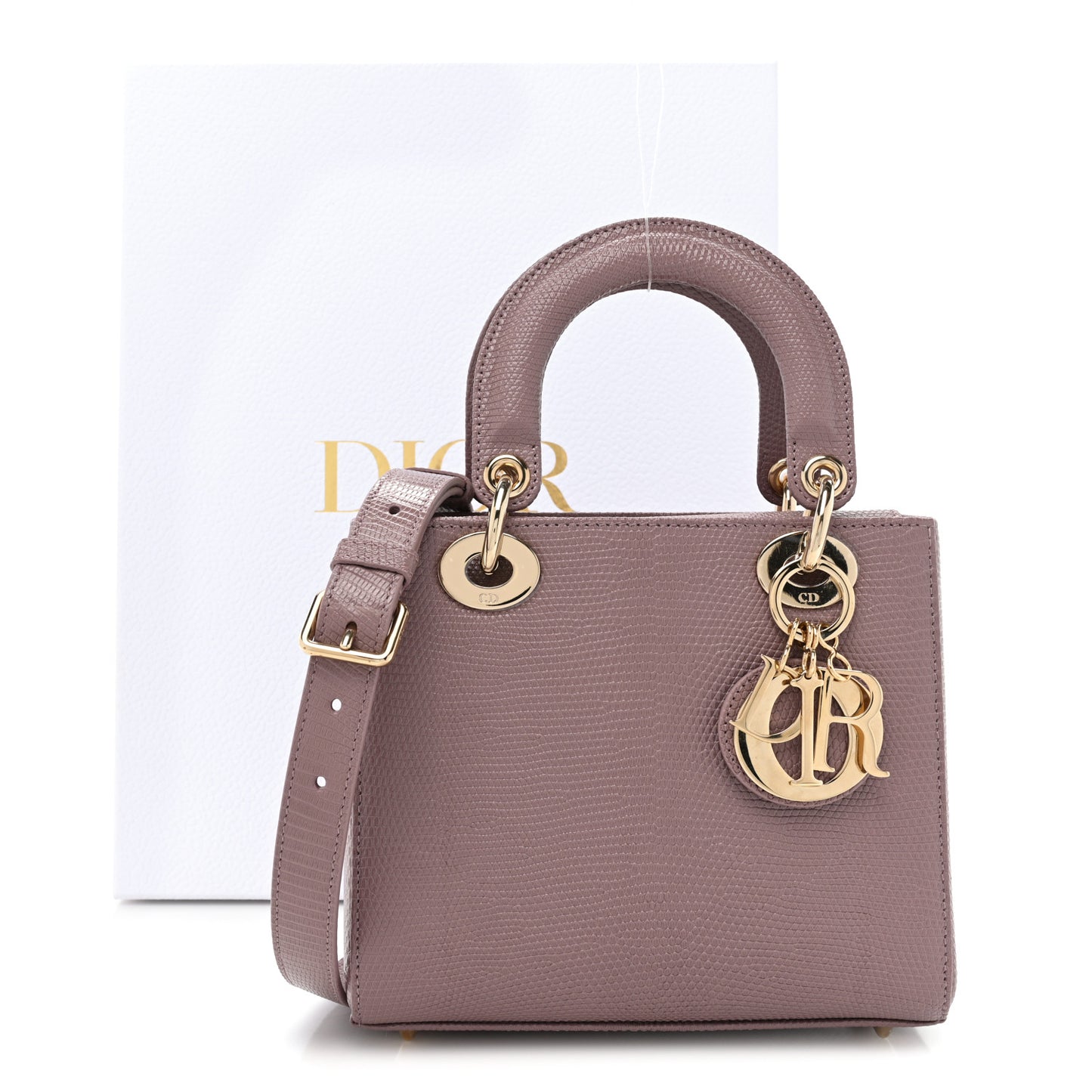 Lizard Small Lady Dior Peony Pink
