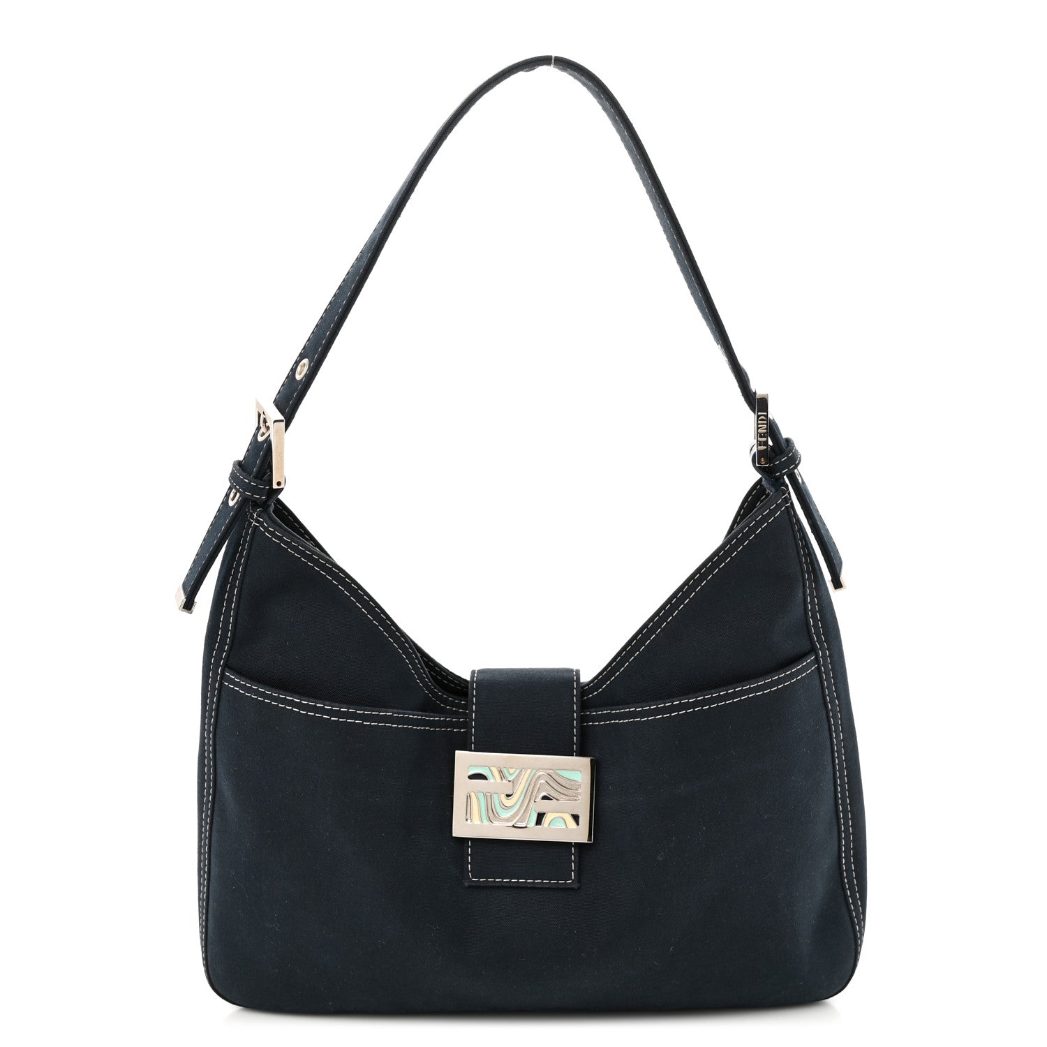 Fendi Denim Baguette Blue 1 of 9