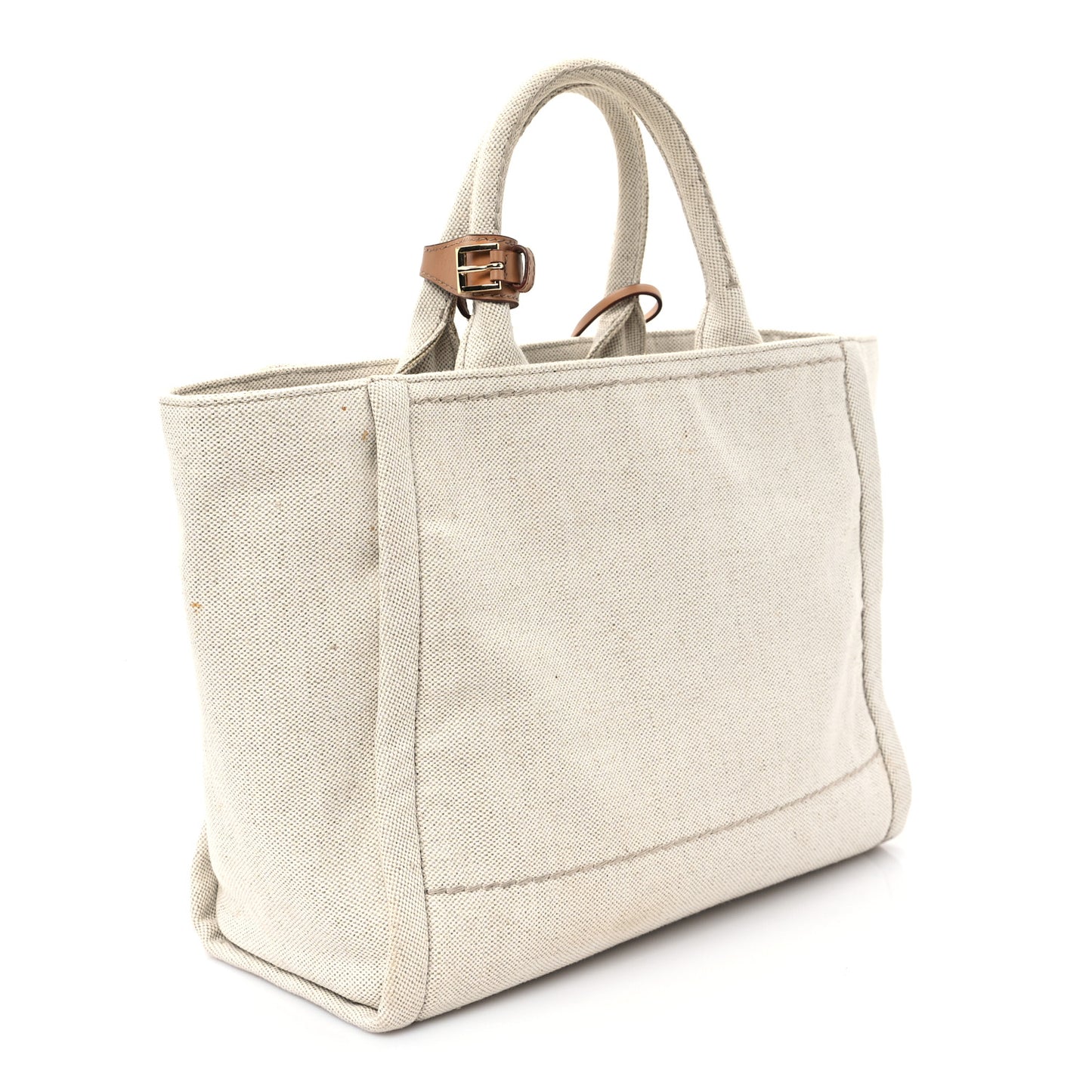 Linen Blend Vitello Logo Tote Natural