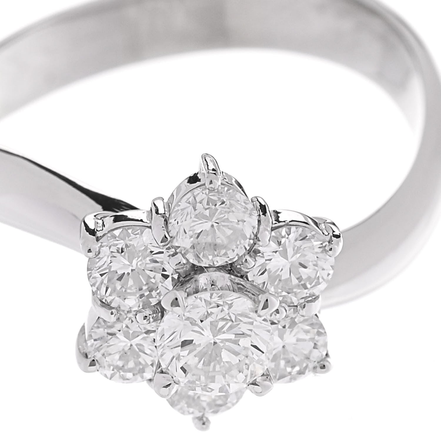 Parker & West by FASHIONPHILE Platinum Diamond 1.02ctw Flower Ring 54 7 7 of 9