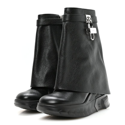 Givenchy Grained Calfskin Shark Lock Biker Ankle Boots 39 Black 4 of 8