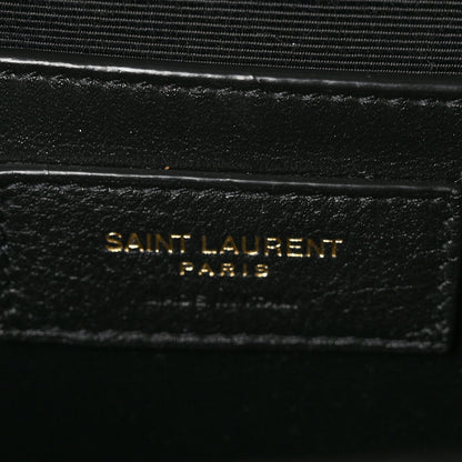 Saint Laurent Grain De Poudre Textured Mixed Matelasse Triquilt Medium Monogram Satchel Black 6 of 11