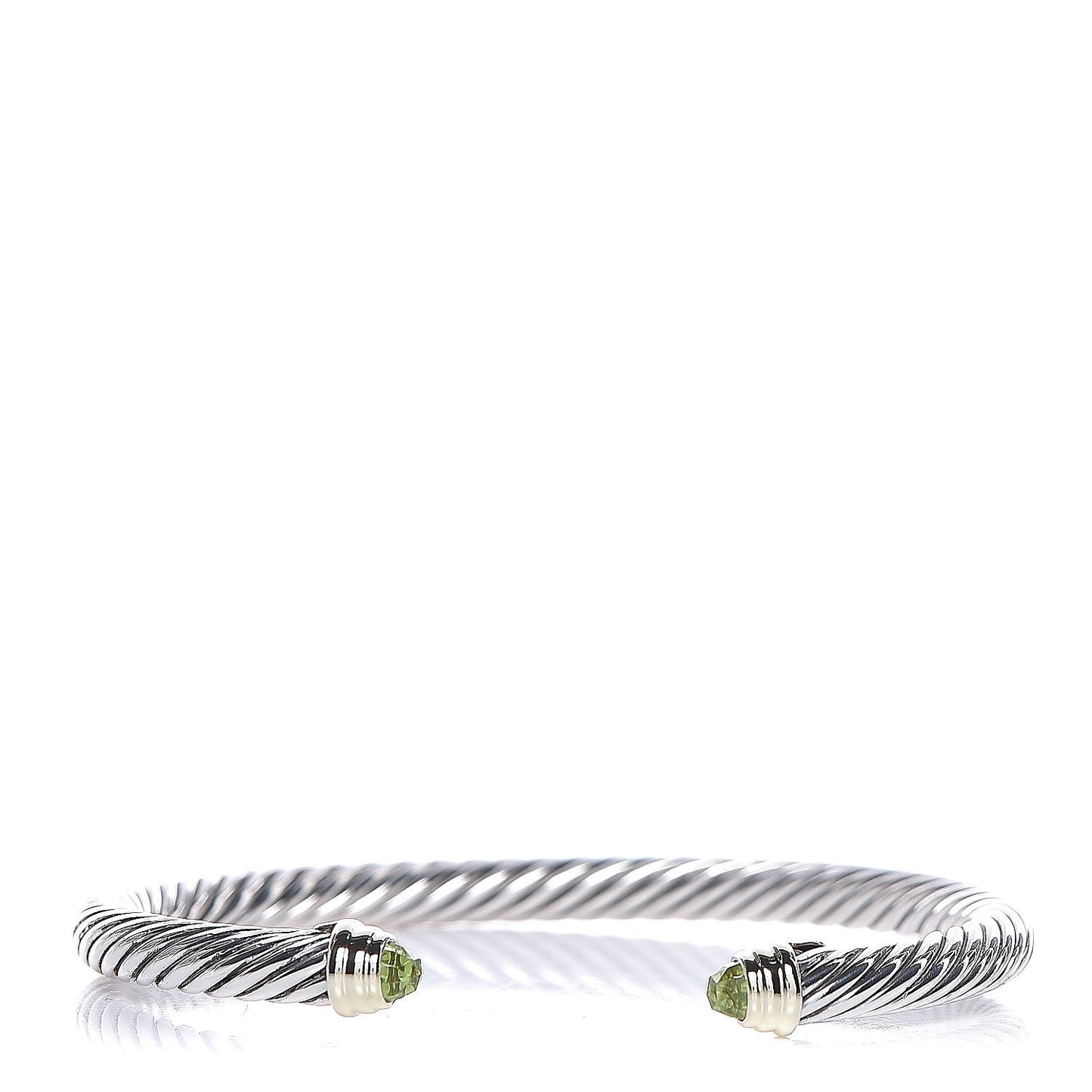 Sterling Silver 14K Yellow Gold Peridot 5mm Cable Classics Petite Color Bracelet