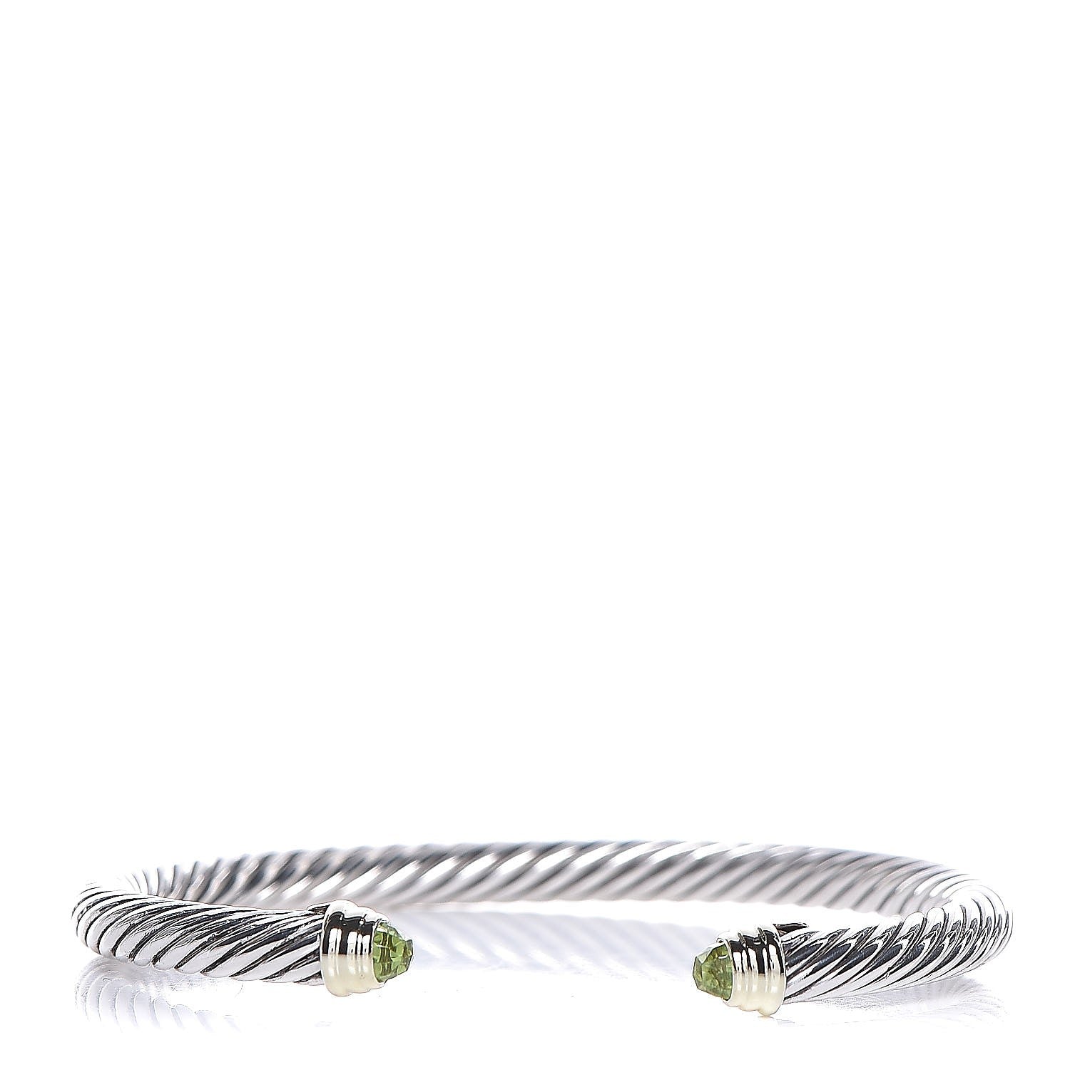 David Yurman Sterling Silver 14K Yellow Gold Peridot 5mm Cable Classics Petite Color Bracelet 1 of 5