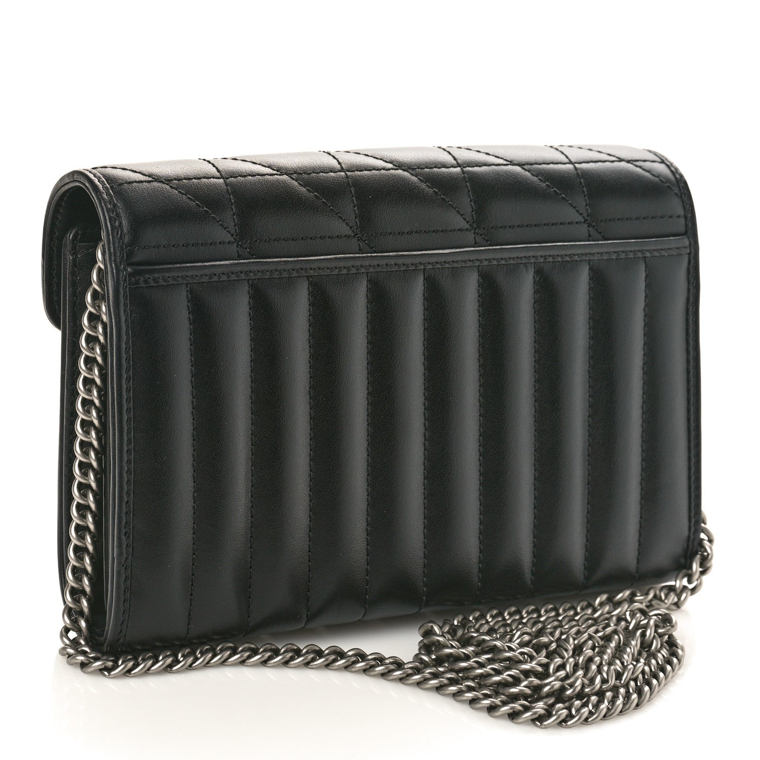 Gucci Calfskin Matelasse Aria GG Marmont Chain Wallet Black 3 of 11