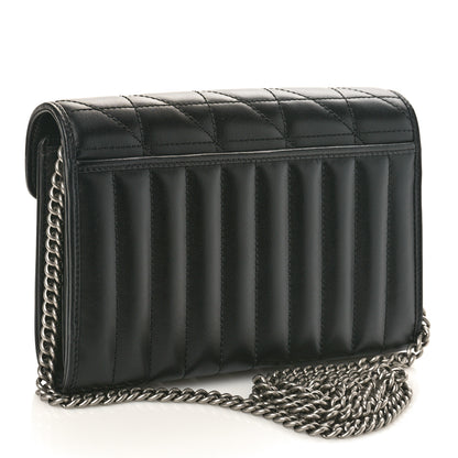 Gucci Calfskin Matelasse Aria GG Marmont Chain Wallet Black 3 of 11
