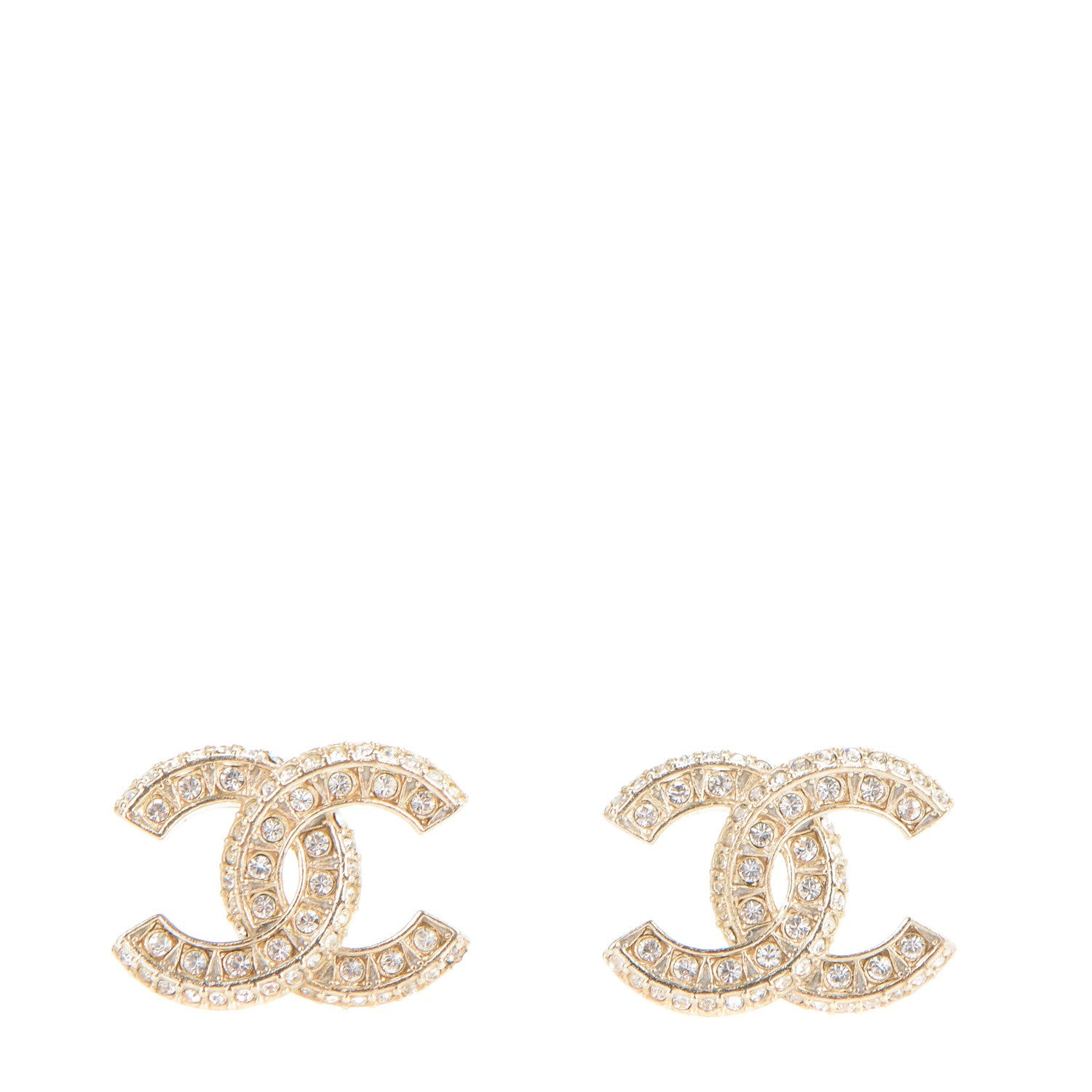 Chanel Crystal CC Earrings Gold 1 of 5
