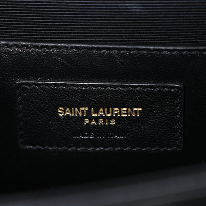 Saint Laurent Grain De Poudre Matelasse Chevron Medium Monogram Satchel Black Black 6 of 10
