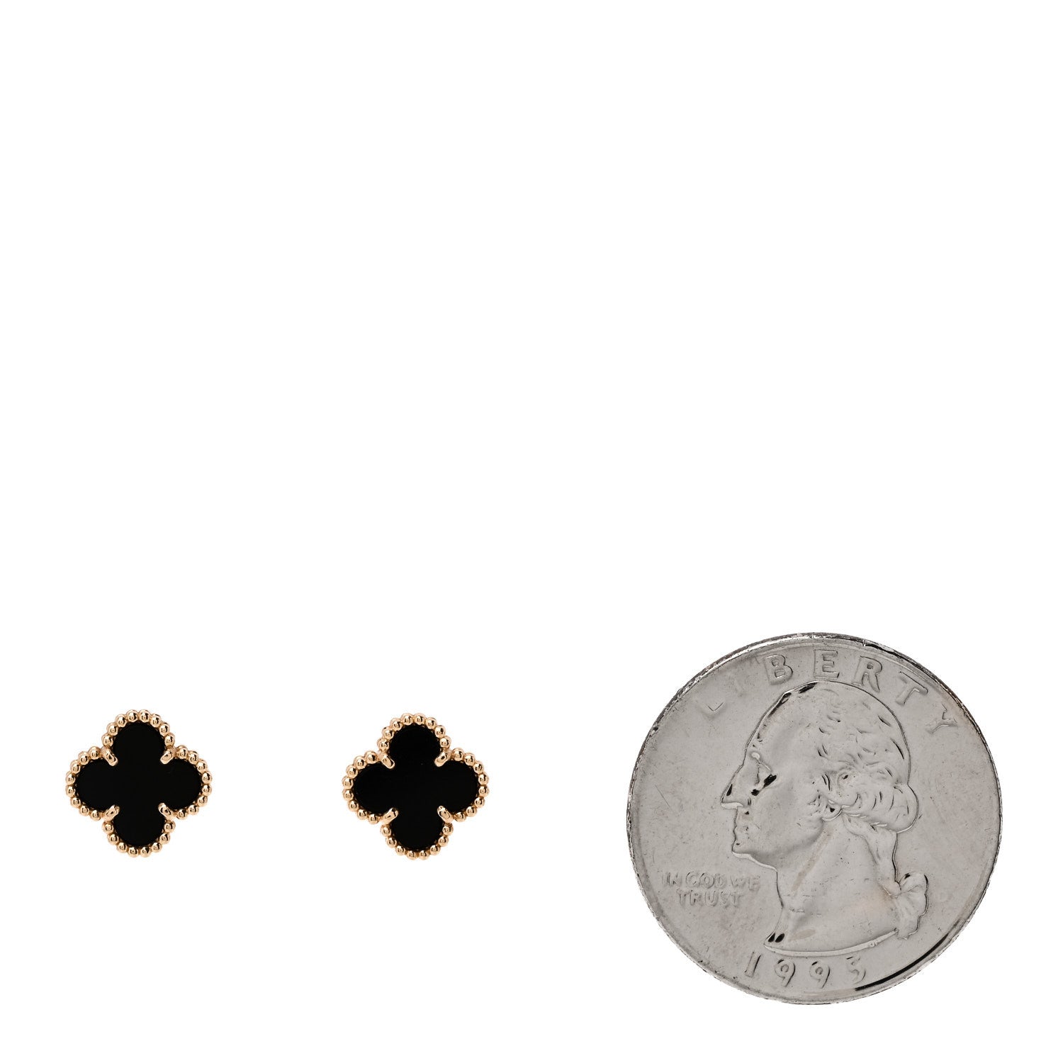 Van Cleef & Arpels 18K Yellow Gold Black Onyx Sweet Alhambra Earrings 2 of 5