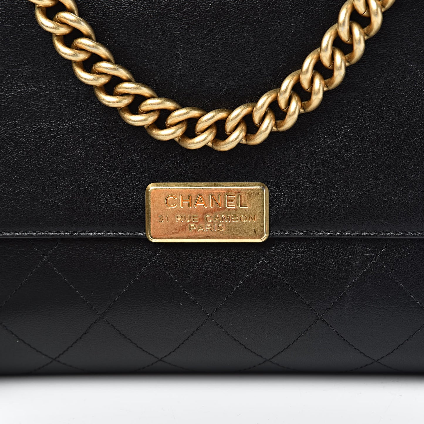 Goatskin Stitched Flap Black