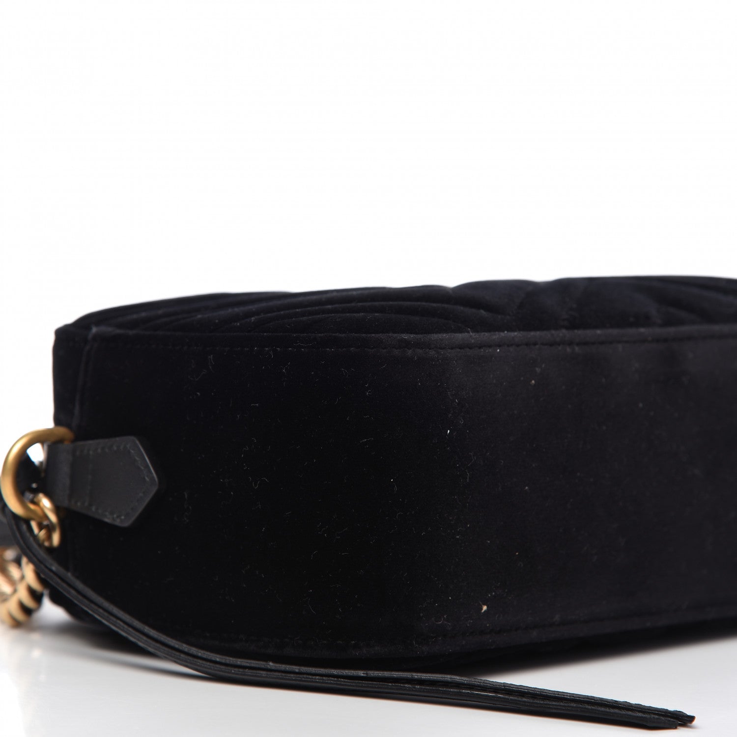 Gucci Velvet Matelasse Small GG Marmont Chain Shoulder Bag Black 6 of 10