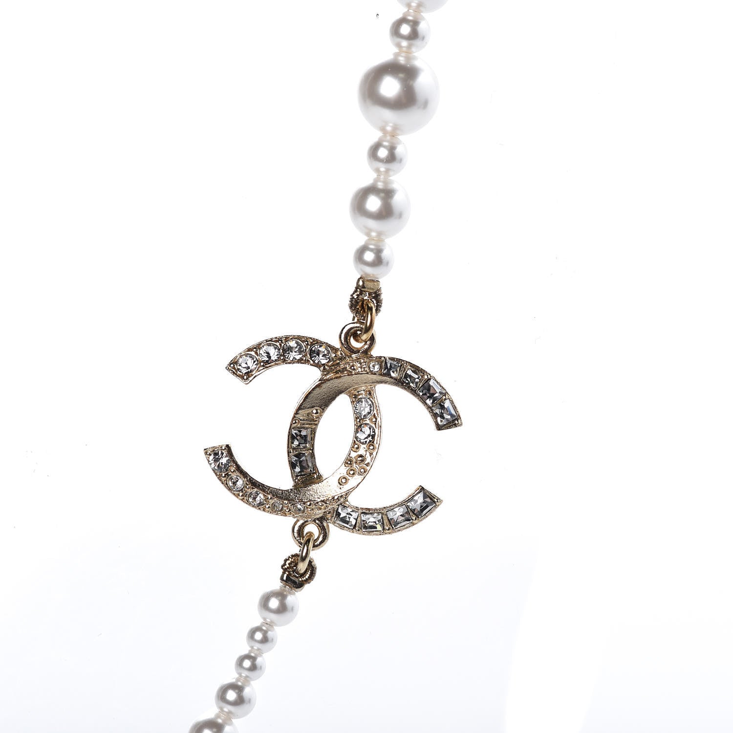 Chanel Pearl Baguette Crystal CC Necklace Gold 5 of 6