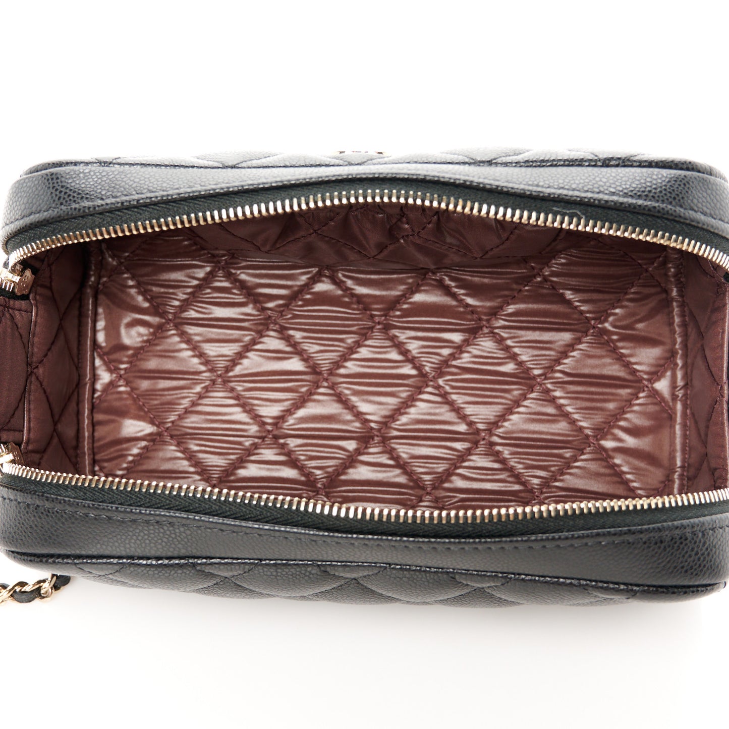 Caviar Quilted Toiletry Case With Chain Black