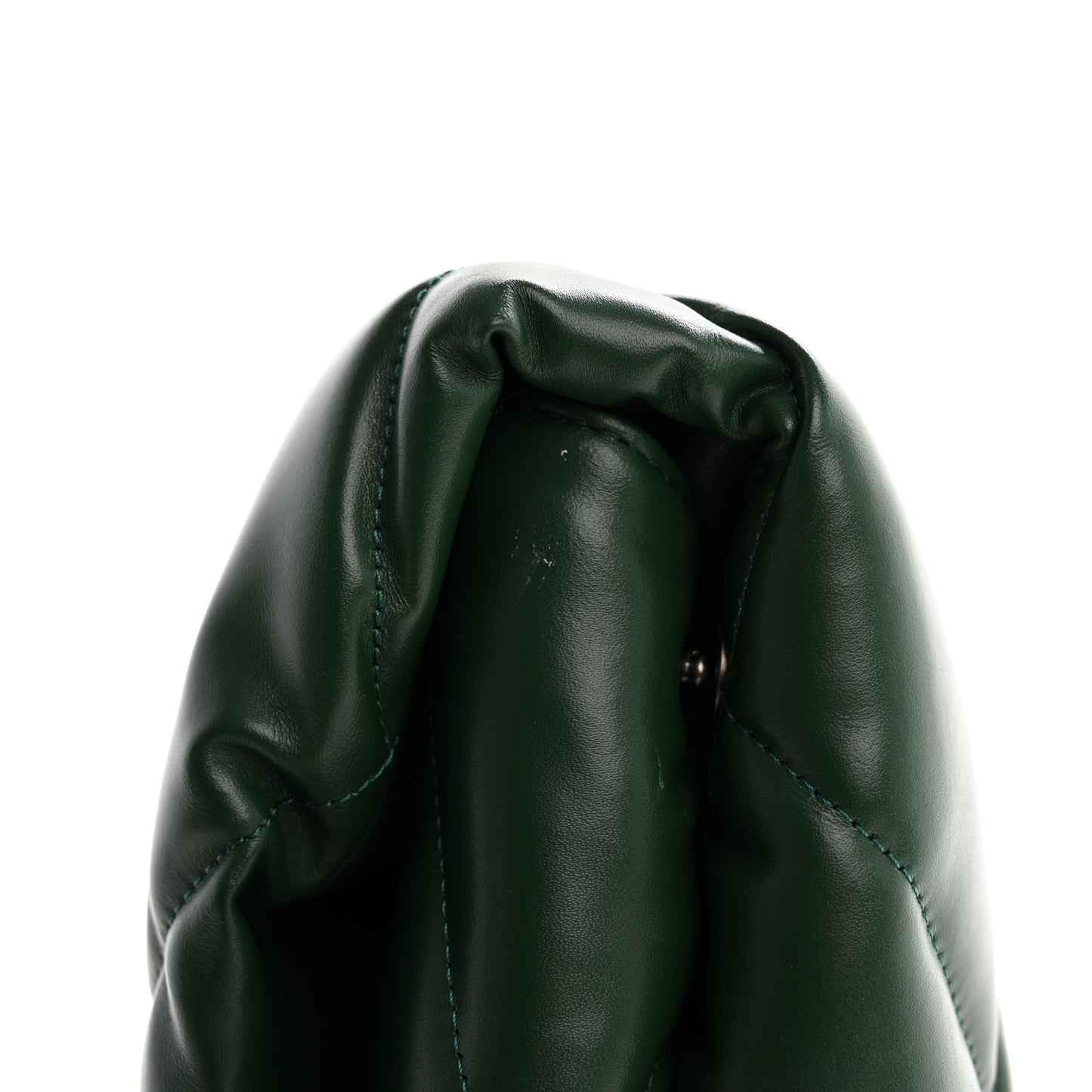 Nappa Calfskin Quilted Touch B Puffy Clutch Forest Green
