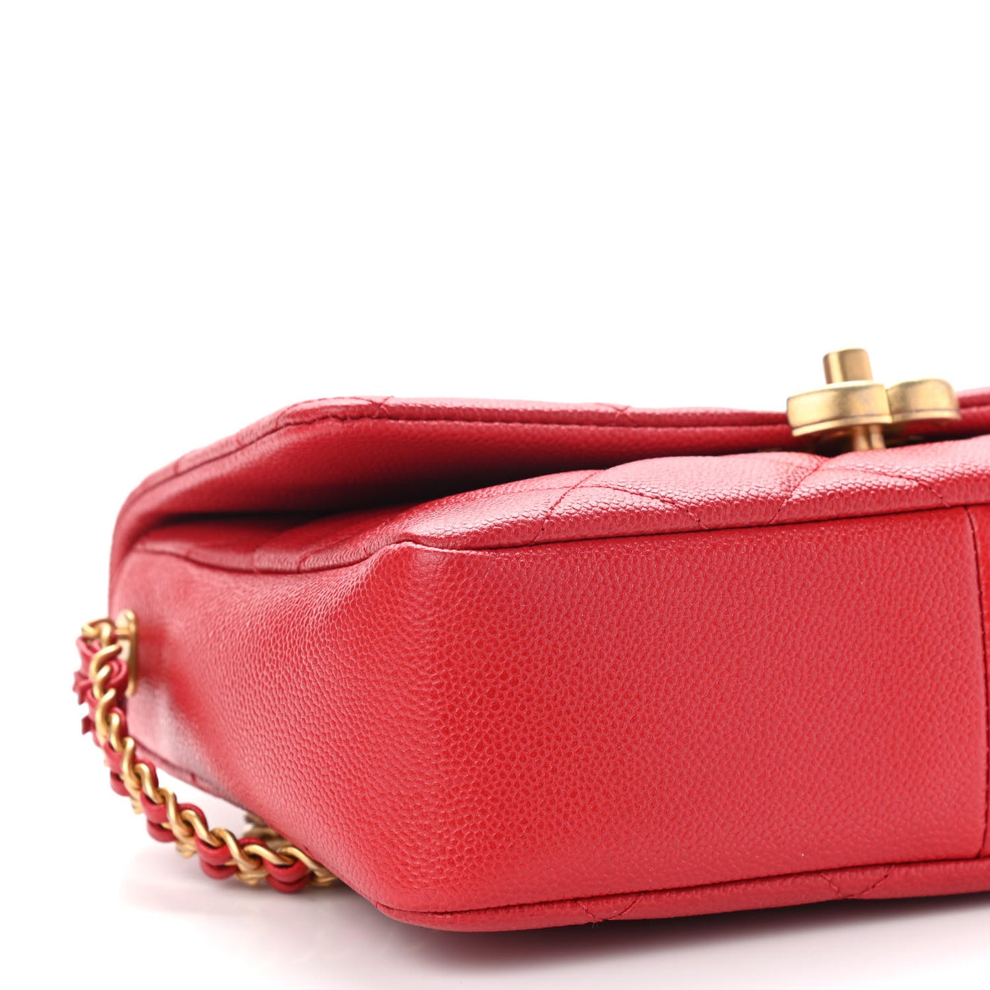 Shiny Caviar Quilted Small Chain Melody Flap Red