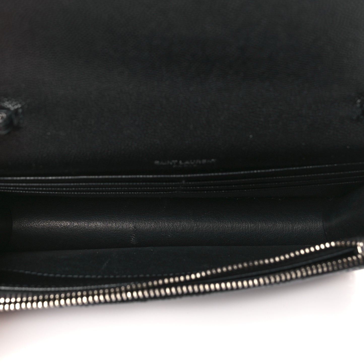 Grain De Poudre Matelasse Chevron Monogram Envelope Chain Wallet Black