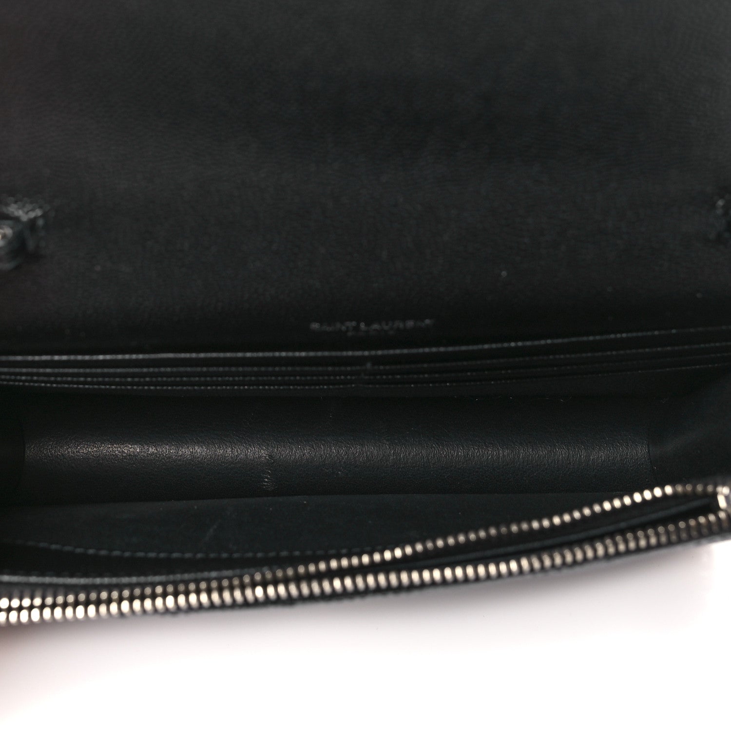 Saint Laurent Grain De Poudre Matelasse Chevron Monogram Envelope Chain Wallet Black 5 of 10