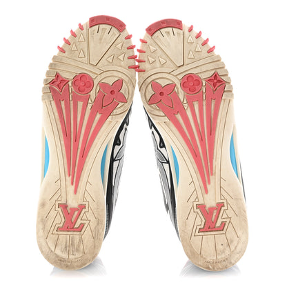 Louis Vuitton Mesh Rubber Mens LV Sprint Sneaker 8 White Pink Blue 6 of 12