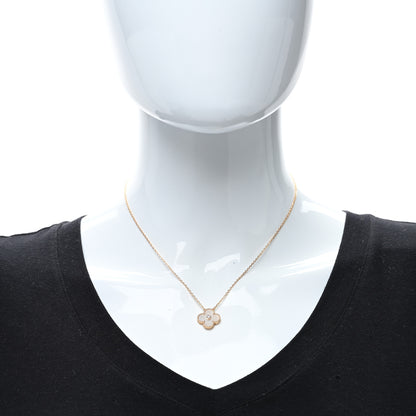 Van Cleef & Arpels 18K Yellow Gold Diamond Yellow Mother of Pearl Vintage Alhambra Pendant Necklace 3 of 4