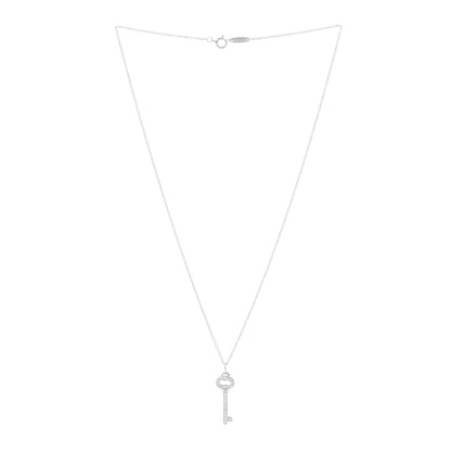 Tiffany Platinum Diamond Mini Vintage Oval Key Pendant Necklace 3 of 7