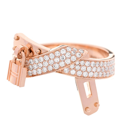 Hermes 18K Rose Gold Diamond Kelly Gavroche Ring 52 6 1 of 7