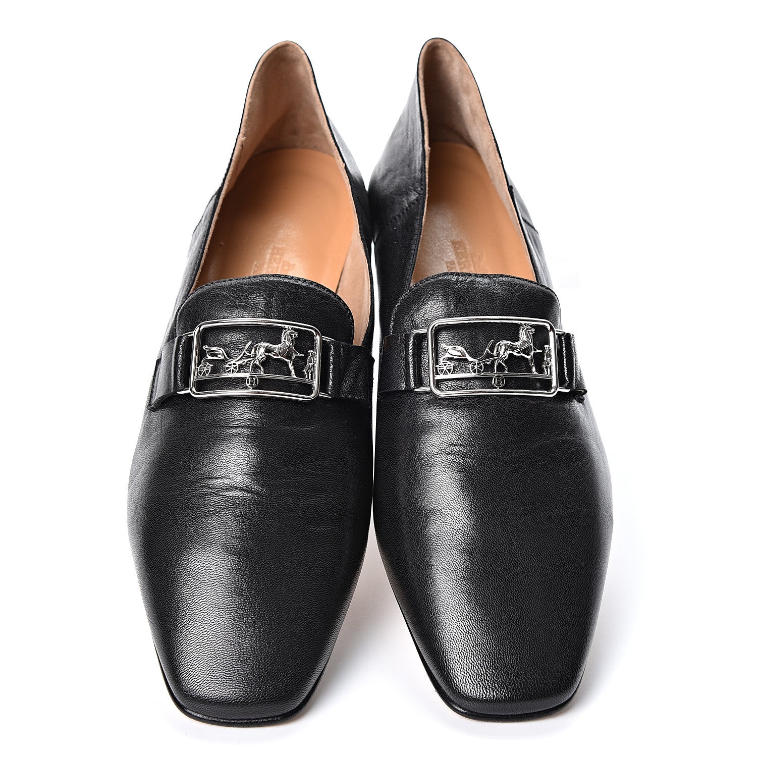 Hermes Goatskin Womens Time Loafers 36 Black 8 of 10