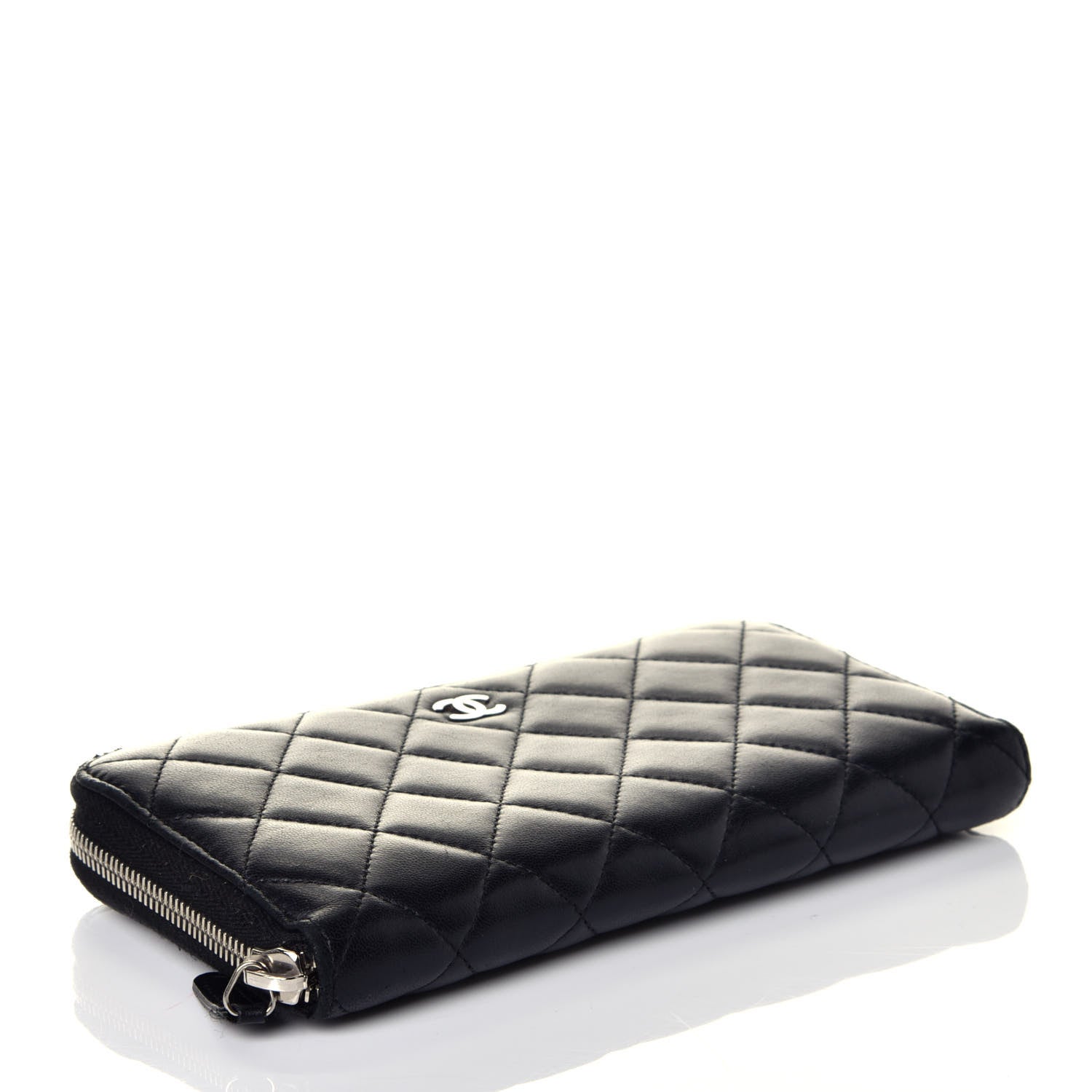 Chanel Lambskin Quilted Large Gusset Zip Around Wallet Black 4 of 8