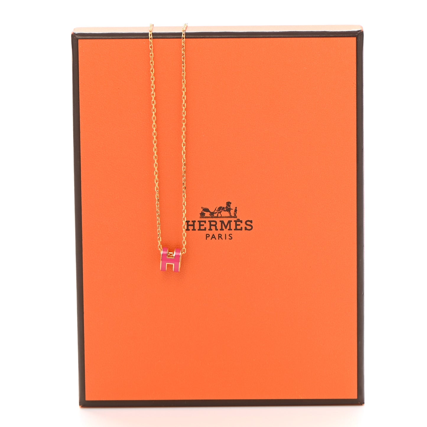 Lacquered Gold Mini Pop H Pendant Necklace Rose Extreme