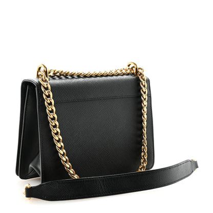 Prada Saffiano Chain Shoulder Bag Black 3 of 9