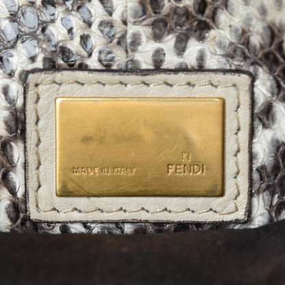 Fendi Goatskin Elaphe Large Peekaboo Iconic Satchel Latte Natural 9 of 21
