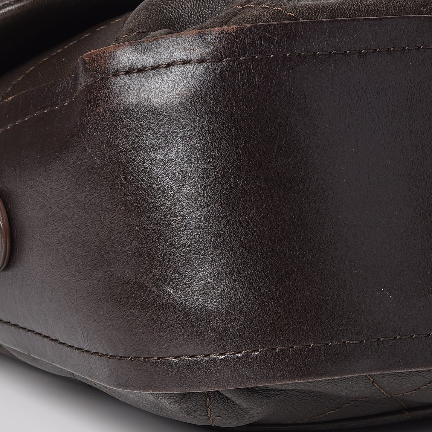 Lambskin Stitched Messenger Bag Brown
