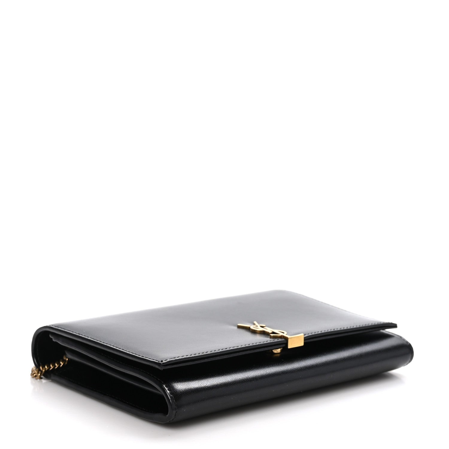 Saint Laurent Glossy Calfskin Monogram Chain Wallet Black 4 of 9