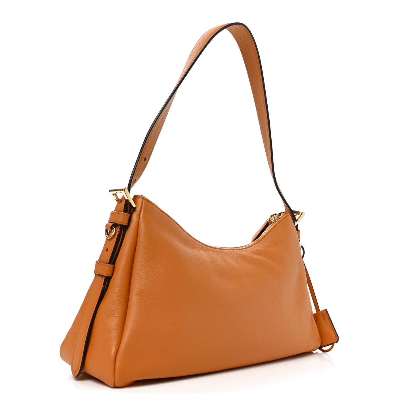Soft Calfskin Medium Aimee Shoulder Bag Caramel