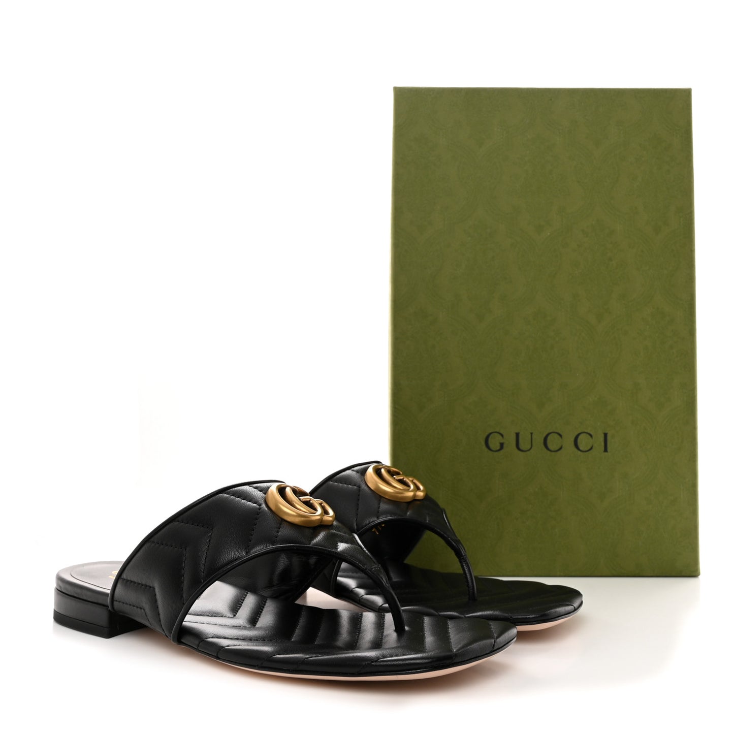 Nappa Charlotte Double G Marmont Thong Sandals 39 Black