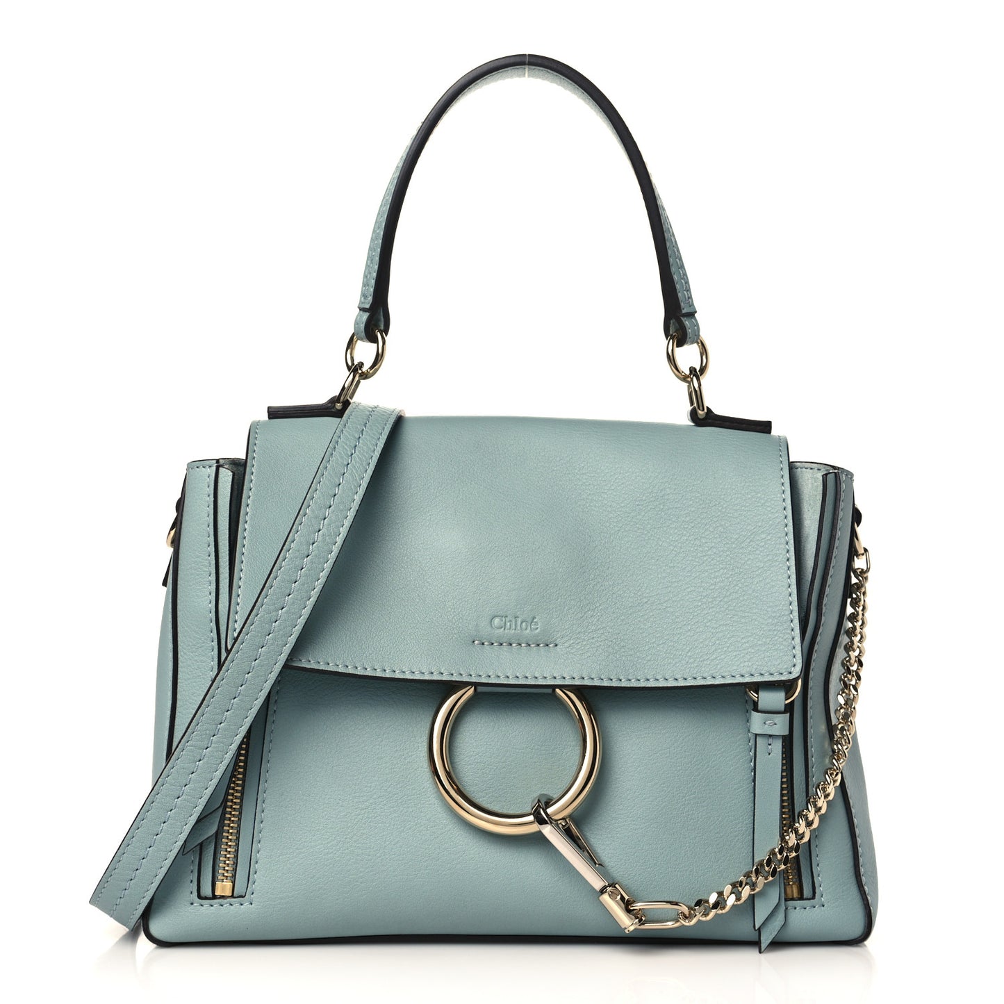 Calfskin Small Faye Day Shoulder Bag Faded Blue