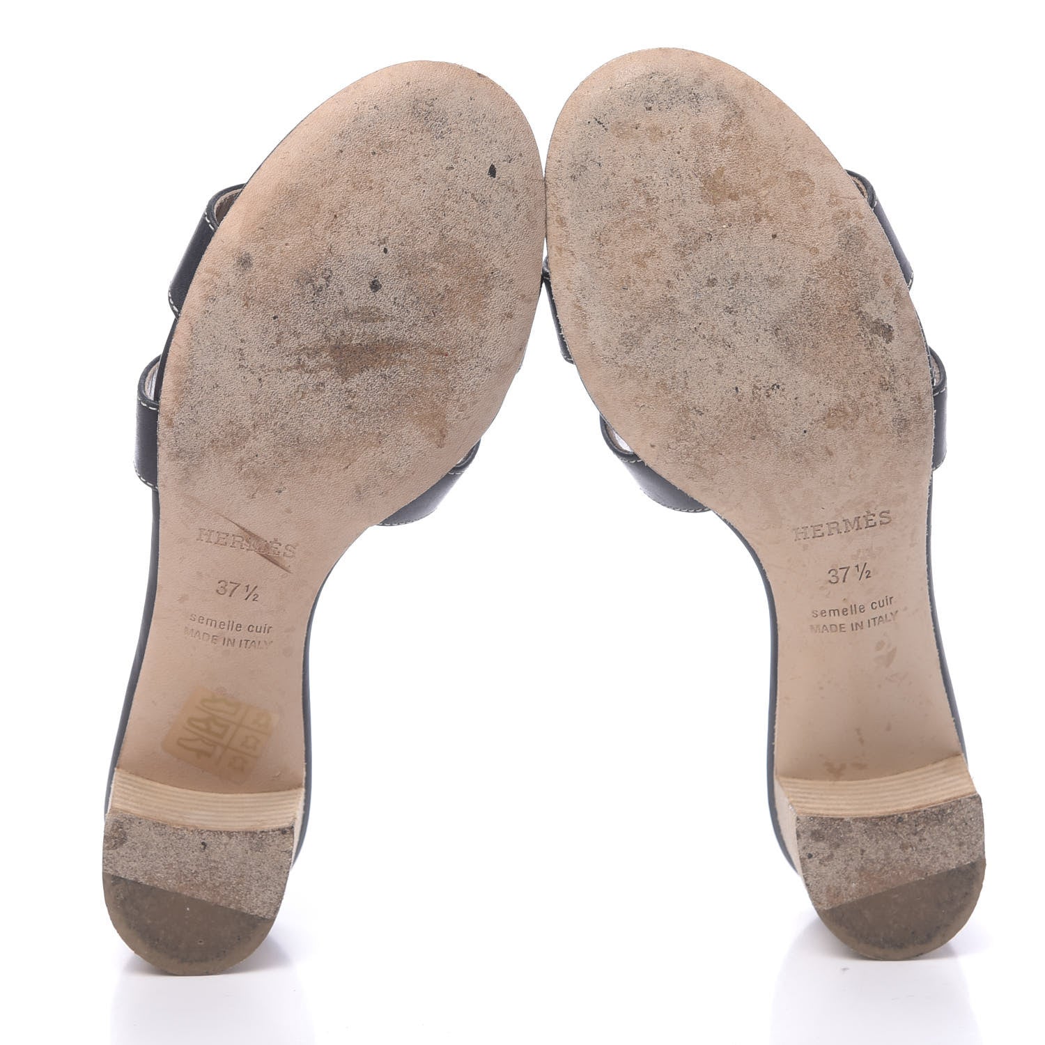 Hermes Calfskin Oasis Sandals 37.5 Black 5 of 10
